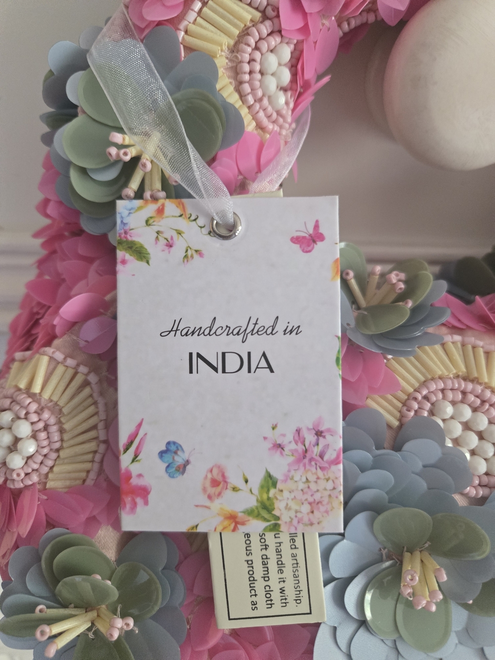 Viral Handcrafted in India Pink Floral Beaded Purse NWT - Picture 8 of 10